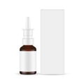 Glass Nasal Spray Bottle Mockup, Packaging Box Front View